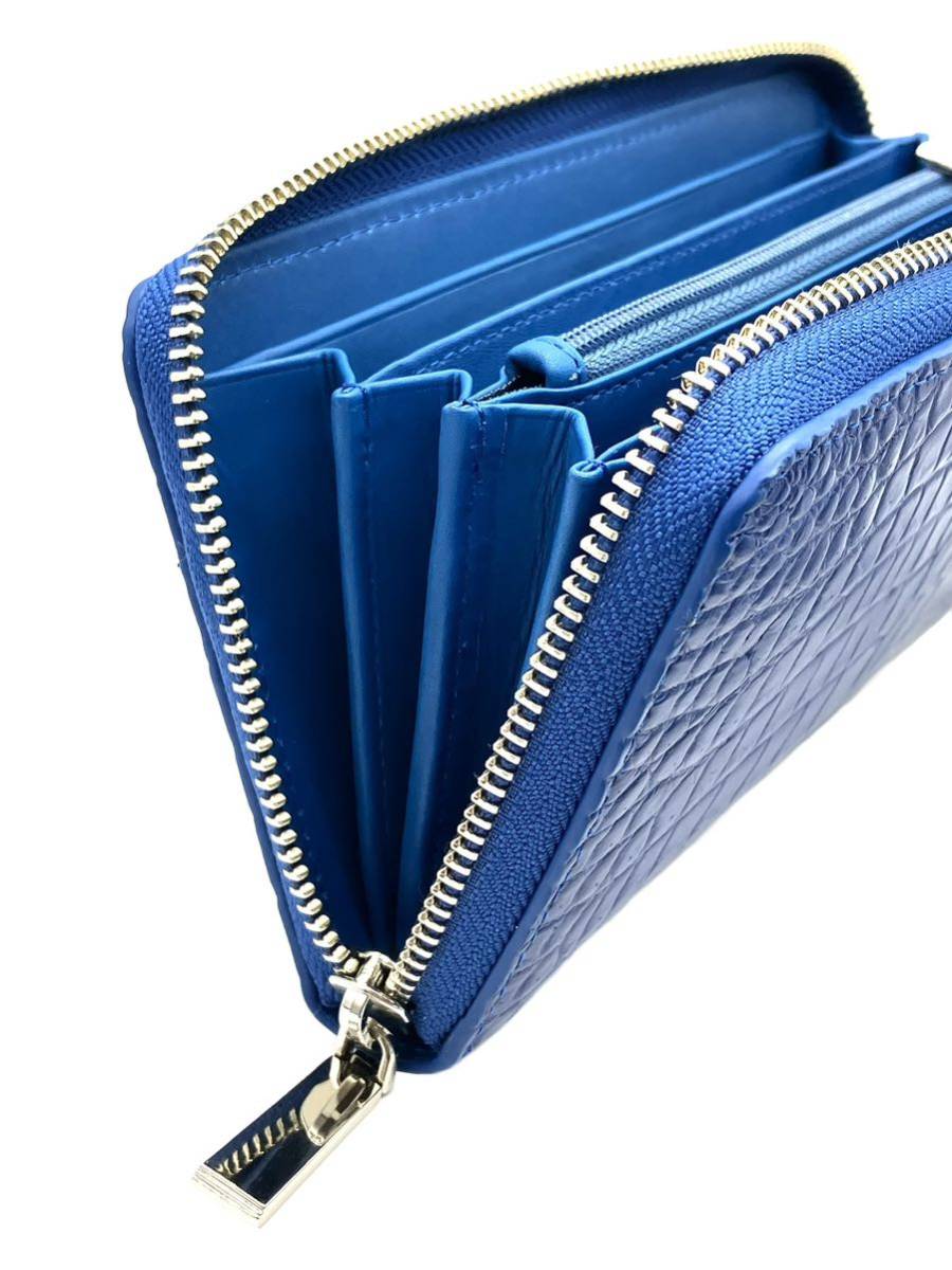 財布 メンズ レディース 長財布 クロコダイル 本革 大容量 ラウンドファスナー財布 ロイヤルブルー 青 ギフト プレゼント 使いやすい 