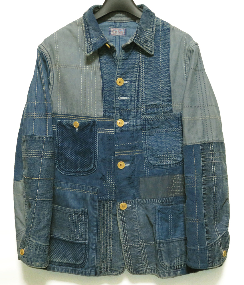 BLUE BLUE 刺し子パッチワーク加工カバーオール 4 XL 美品 インディゴ