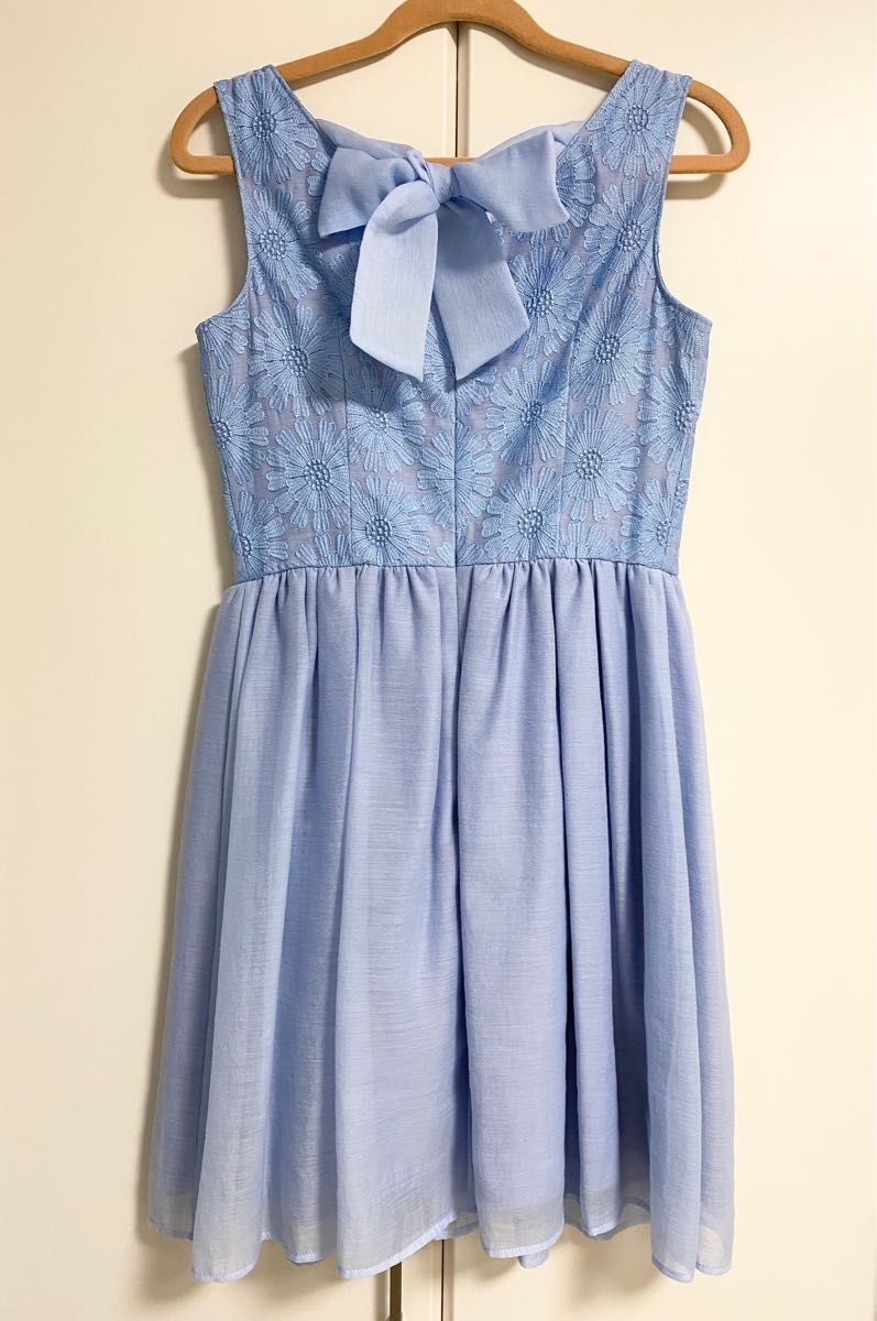 組曲　KUMIKYOKU フラワー刺繍ドレス　リボン　ワンピース　ノースリーブ　3号　S1　日本製　美品