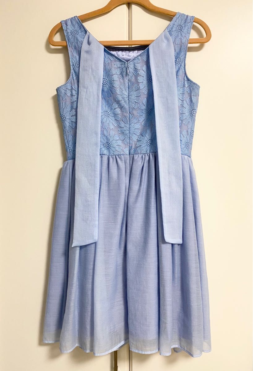 組曲　KUMIKYOKU フラワー刺繍ドレス　リボン　ワンピース　ノースリーブ　3号　S1　日本製　美品