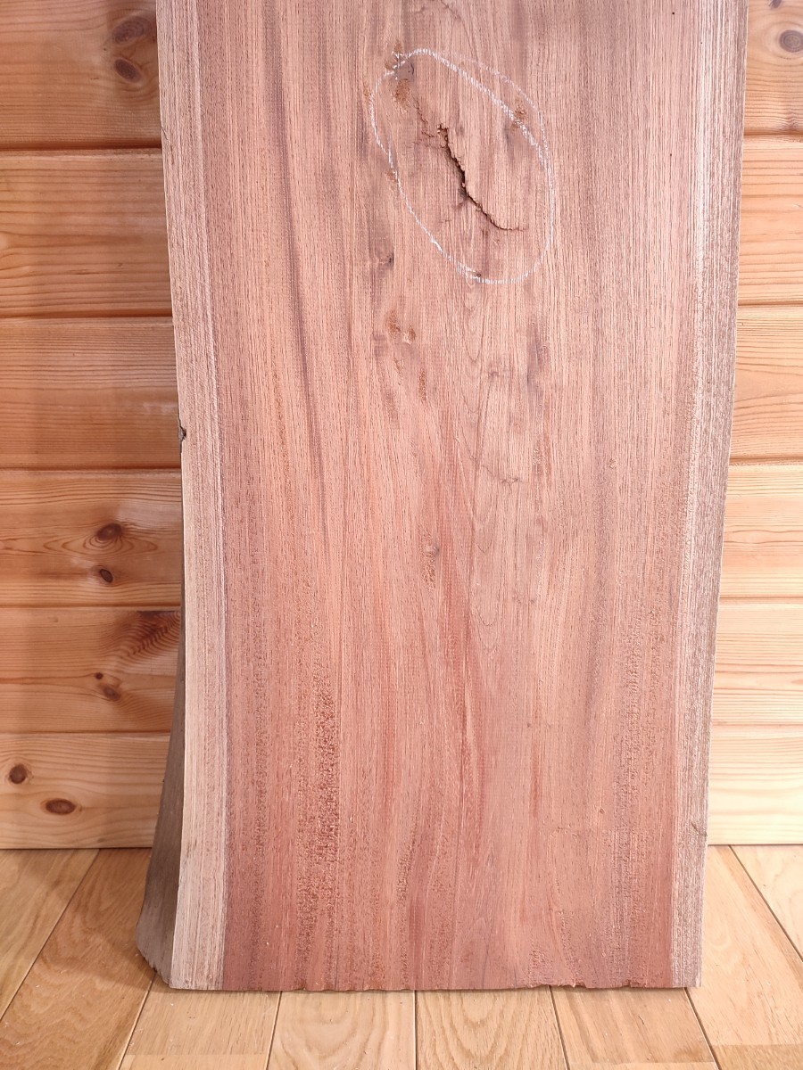 【お値下げしました!!】欅一枚板　皮目付！　天然木　銘木　天板　テーブル　台木台板　厚さ5.3cm　素晴らしい赤身　オススメ素材