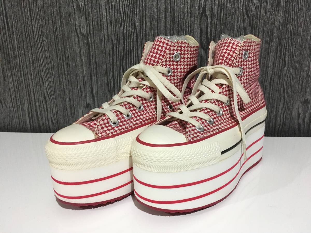 CONVERSE◆厚底仕様◆ コンバース オールスター ハイカットスニーカー 23cm 赤系_画像1