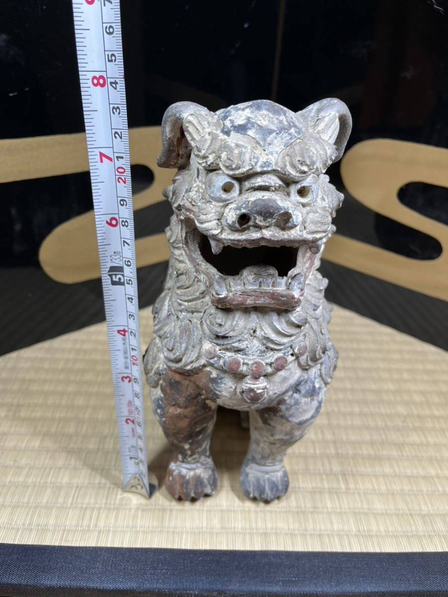 琉球　沖縄県　古陶磁　彩色　シーサー　獅子　置物　古琉球　壺屋焼　魔除け_画像6