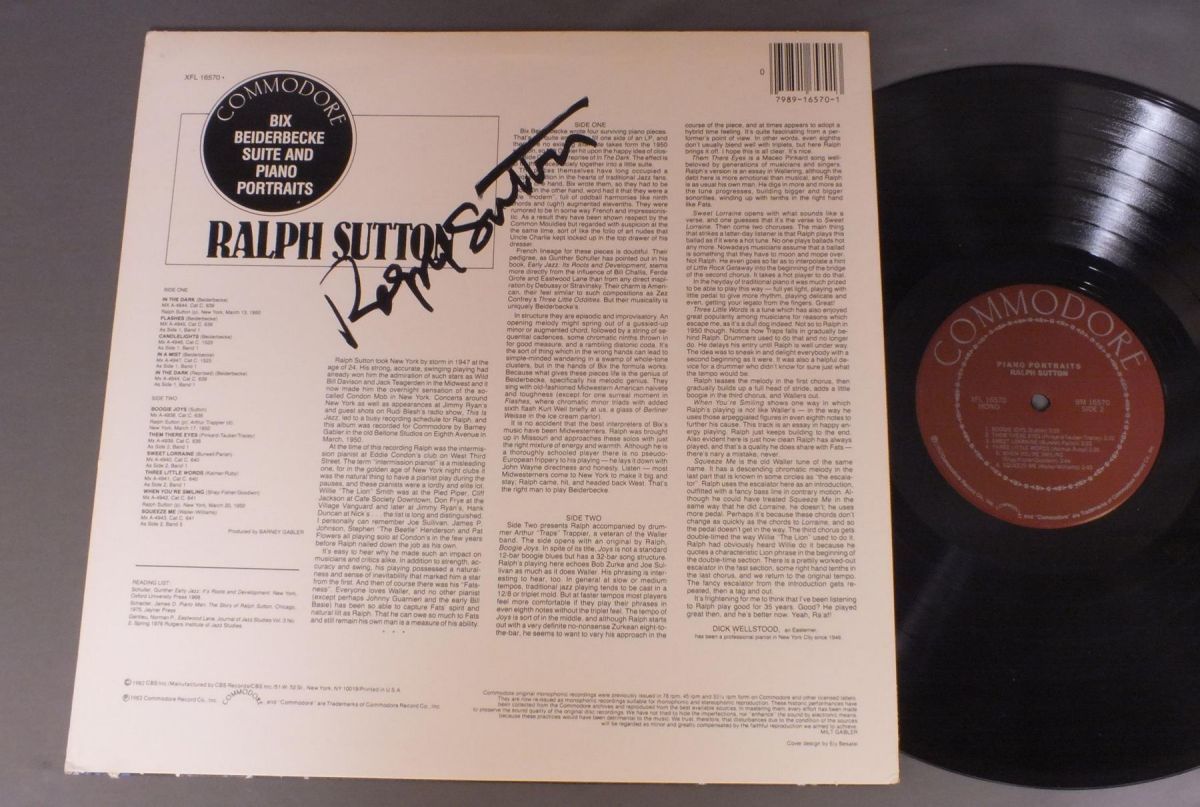 ●米LP RALPH SUTTON/BIX BEIDERBECKE SUITE サイン付○_画像2