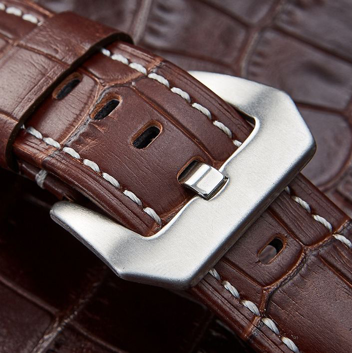 牛本革 腕時計 クロコダイル型ベルト幅22ｍｍ 時計ベルト専門｜焦げ茶・シルバーの画像5