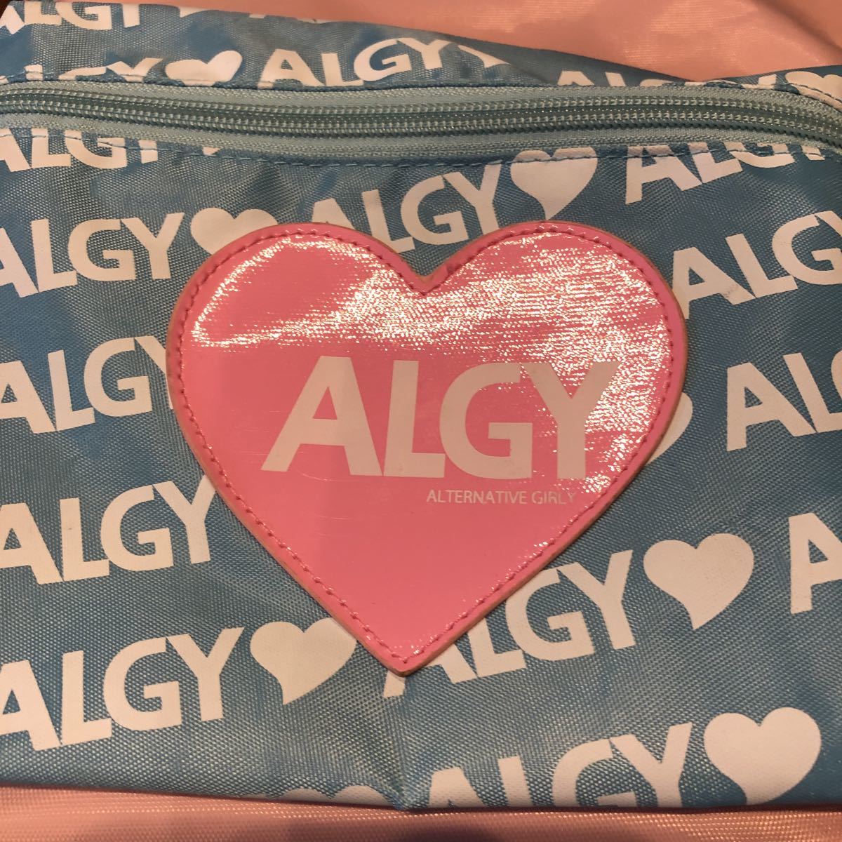【ALGYアルジー】ピンク×ブルー　リュックサック 大きめバッグ　30×15×40_画像2