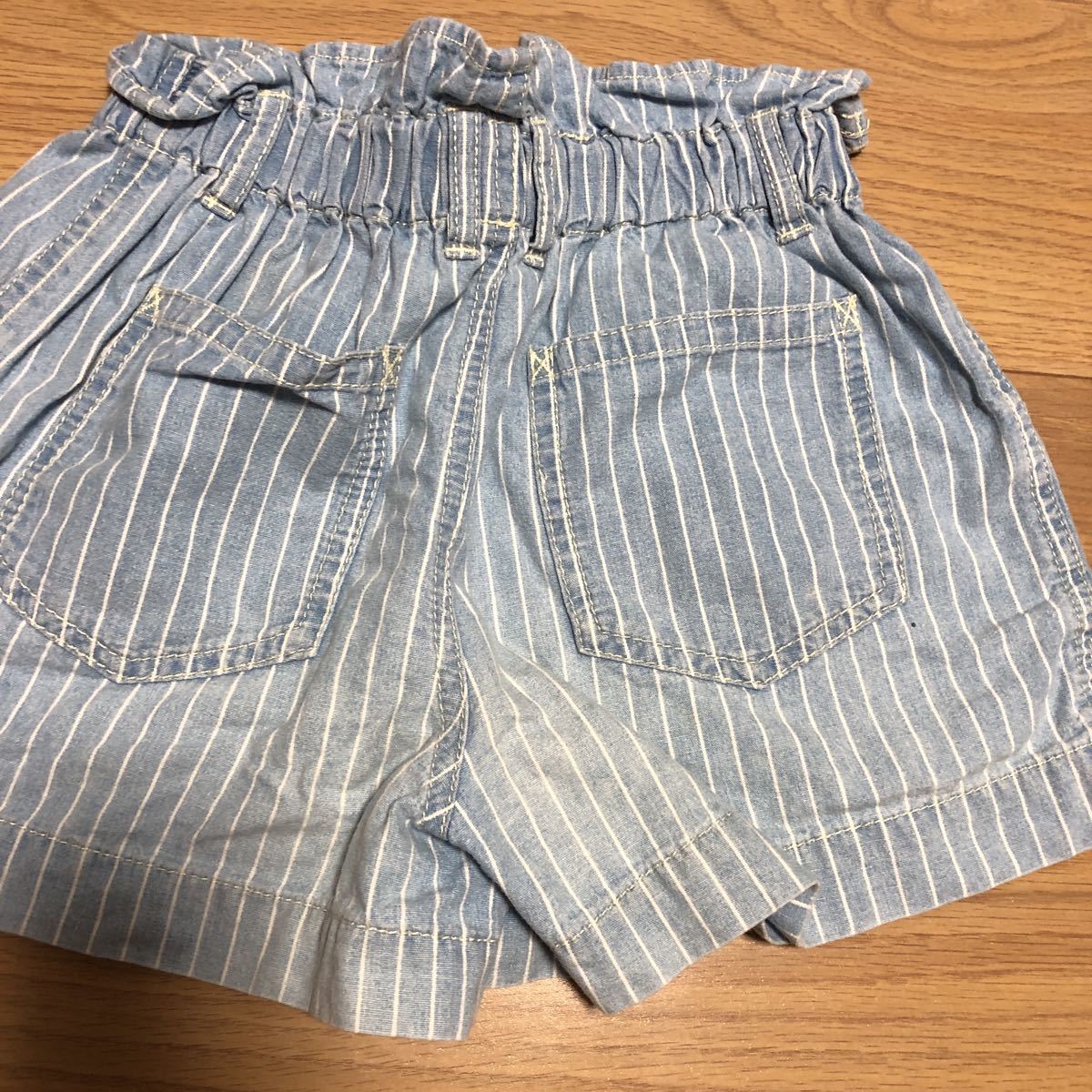 [ west pine shop chain ] Denim stripe high waist short pants trousers 140