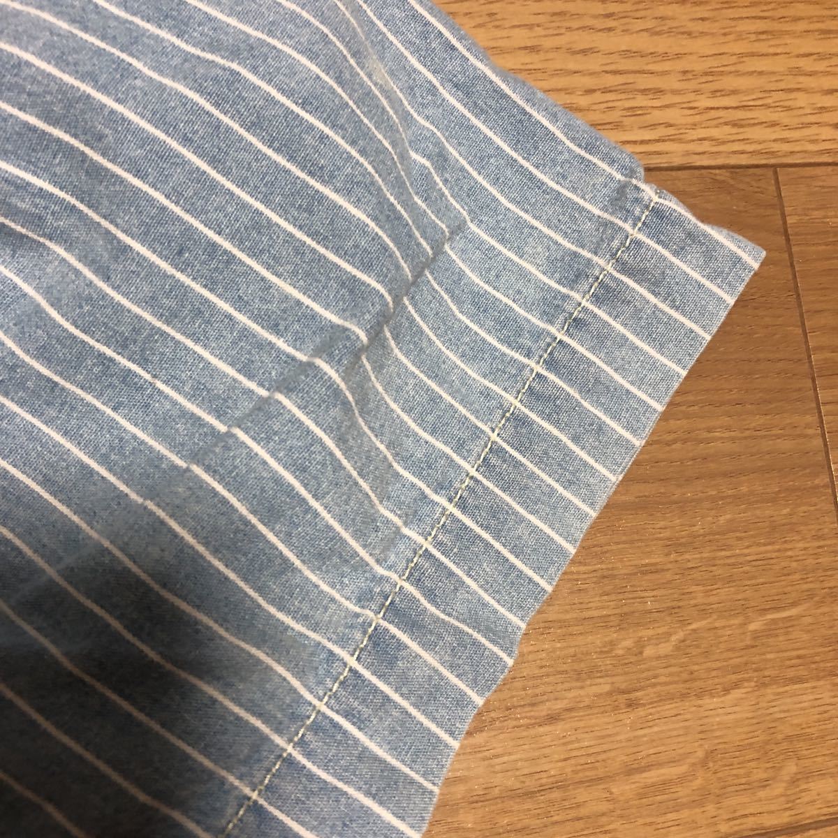 [ west pine shop chain ] Denim stripe high waist short pants trousers 140