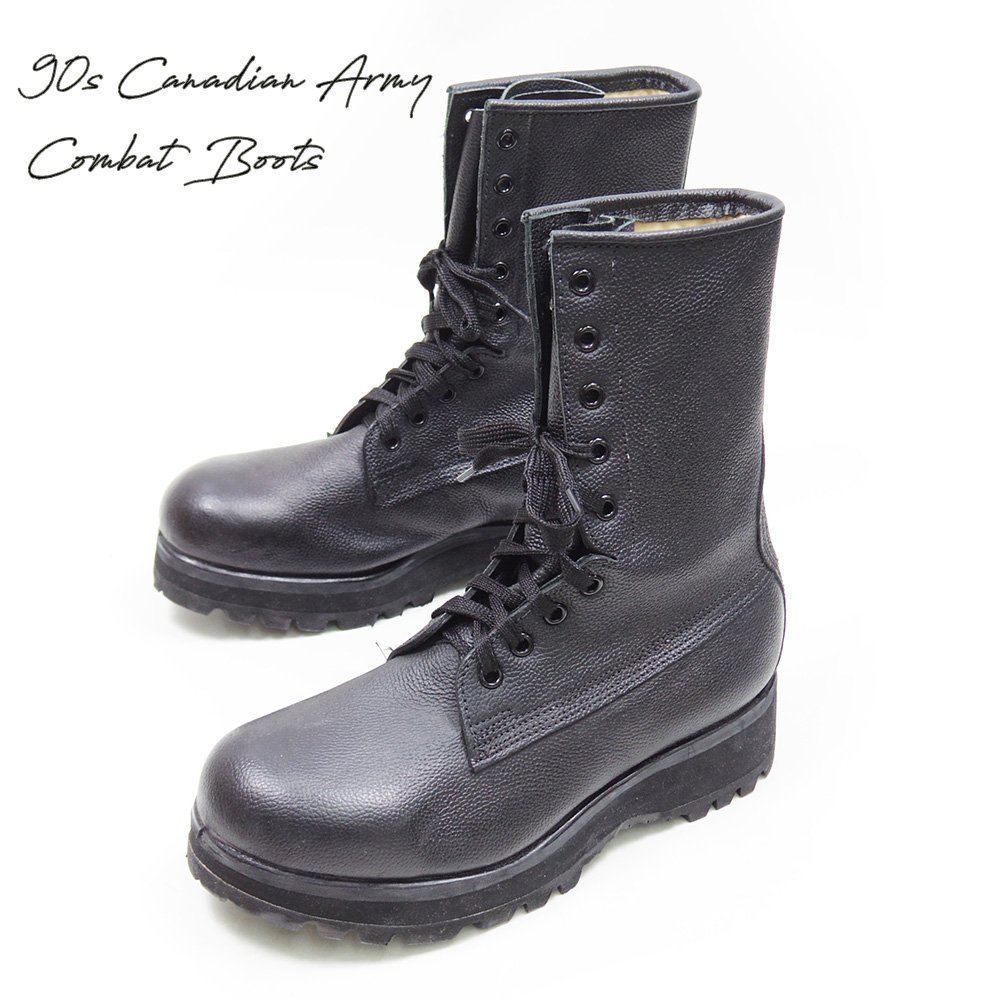 美品　90s　24cm相当　カナダ軍　MK3 Combat Boots　編み上げブーツ　サービスシューズ　革靴　スチールトゥ　vibramソール　黒　/U7849