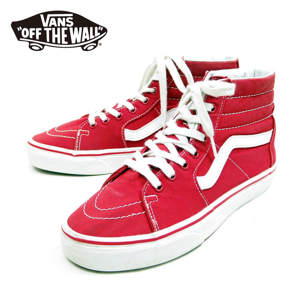 25cm表記 VANS SK8-HI バンズ スケートハイ スニーカー スケハイ レッド スケボー ストリート スケーター /U7861の画像1