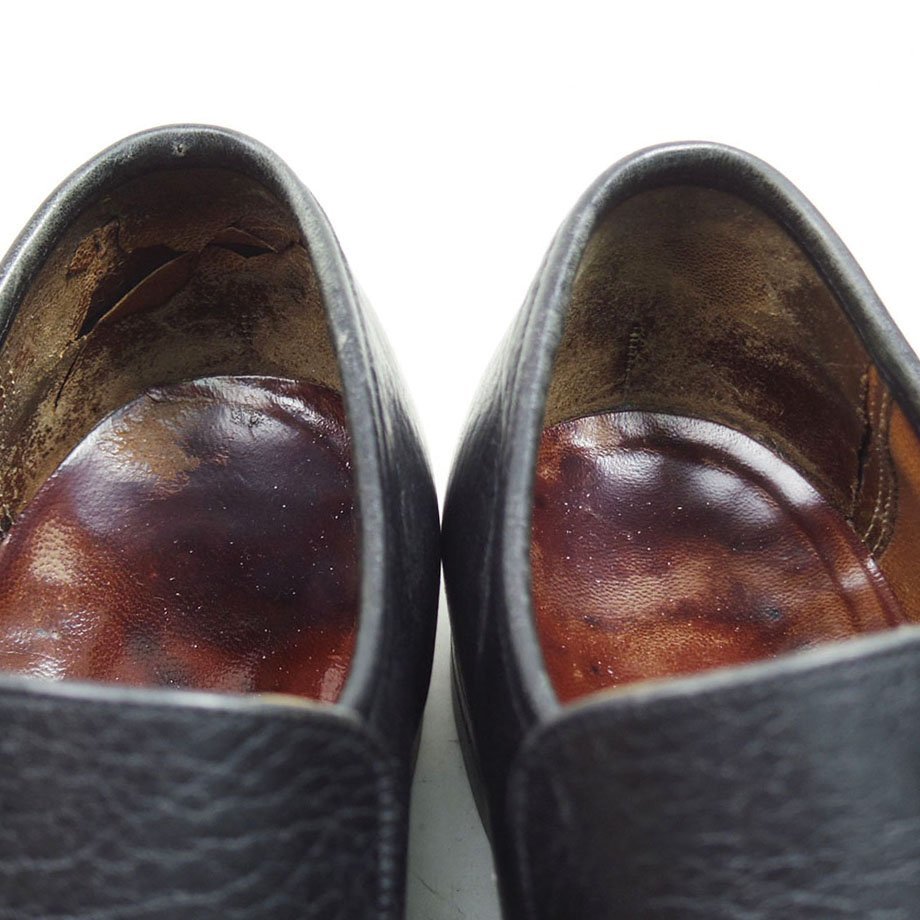 10D表記　28cm相当　Vintage Leather Shoes　ヴィンテージレザーシューズ　スリッポン　スクエアトゥ　革靴　ブラック　黒　/U7869_画像8