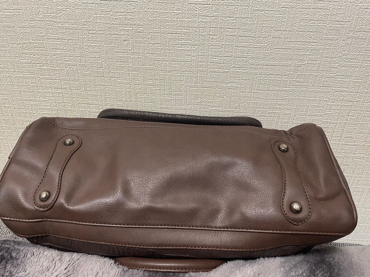 Roen ロエン 型押し レザー ボストンバッグ ブラウン|PayPayフリマ