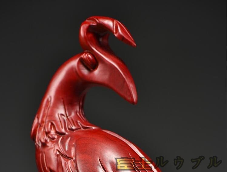 新入荷☆ 紅花梨実木質彫刻吉祥鳳凰置物高さ12 cm_画像6