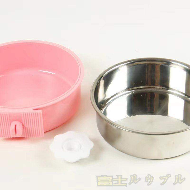  practical use * hood bowl water cup cage dog cat water bait inserting pet small animals stainless steel 2 -ply structure ...2 piece set 