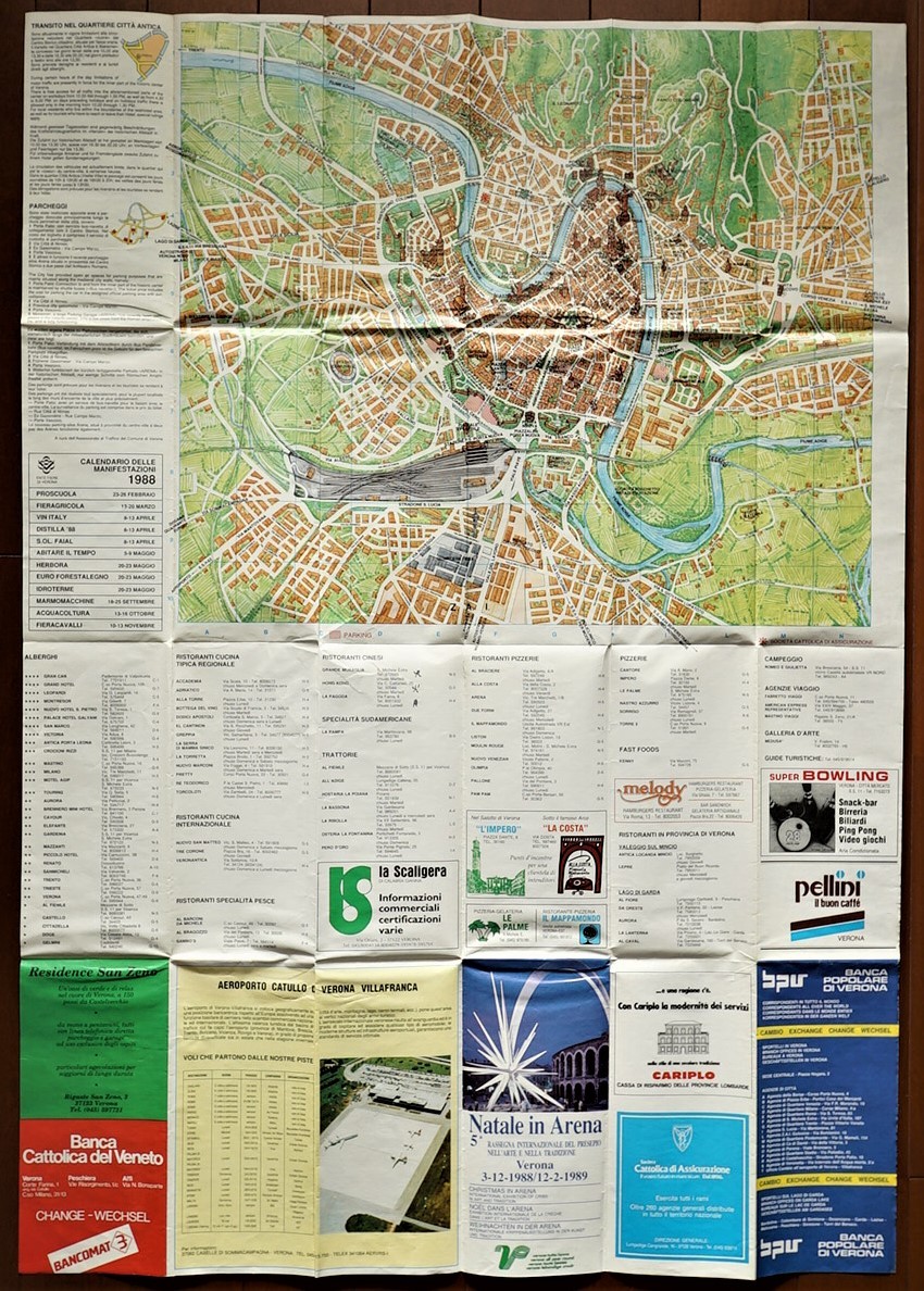 イタリア ヴェローナ市街絵地図 観光 名店案内 1枚 VERONA ヴェネト州
