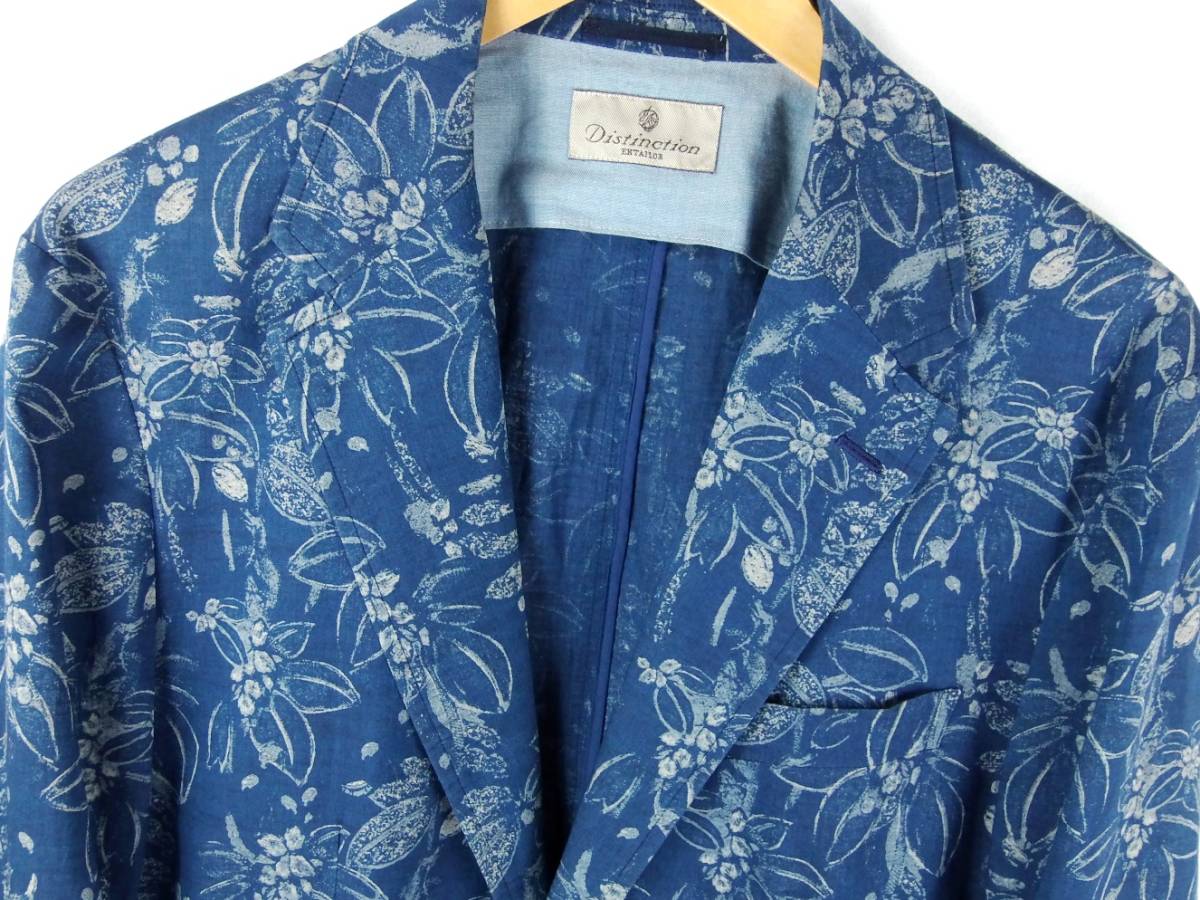 #MEN\'S BIGI men's Bigi DISTINCTION × ALBIATEa ruby a-te/ made in Japan / indigo total pattern / cotton tailored jacket size LL