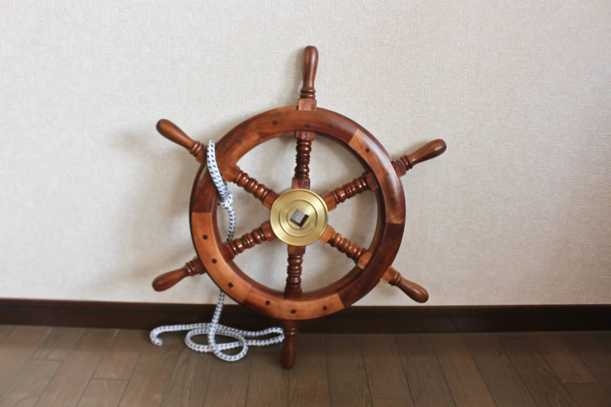 *** preservation excellent goods Japan . boat corporation wooden lato/. wheel interior objet d'art display Vintage wall surface equipment ornament ***