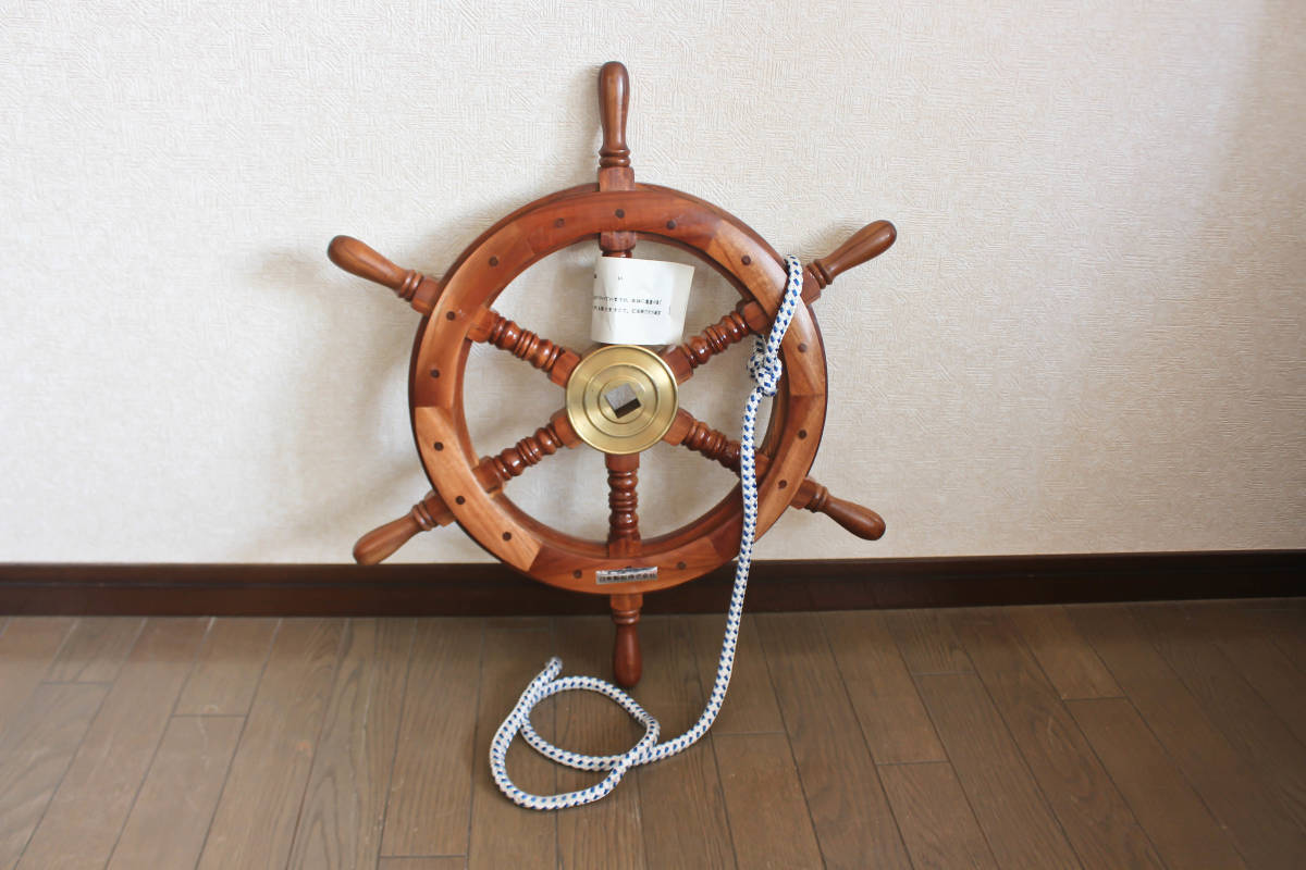 *** preservation excellent goods Japan . boat corporation wooden lato/. wheel interior objet d'art display Vintage wall surface equipment ornament ***