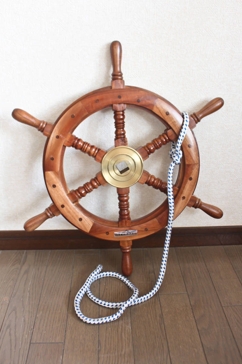 *** preservation excellent goods Japan . boat corporation wooden lato/. wheel interior objet d'art display Vintage wall surface equipment ornament ***