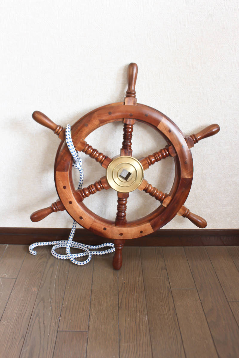 *** preservation excellent goods Japan . boat corporation wooden lato/. wheel interior objet d'art display Vintage wall surface equipment ornament ***