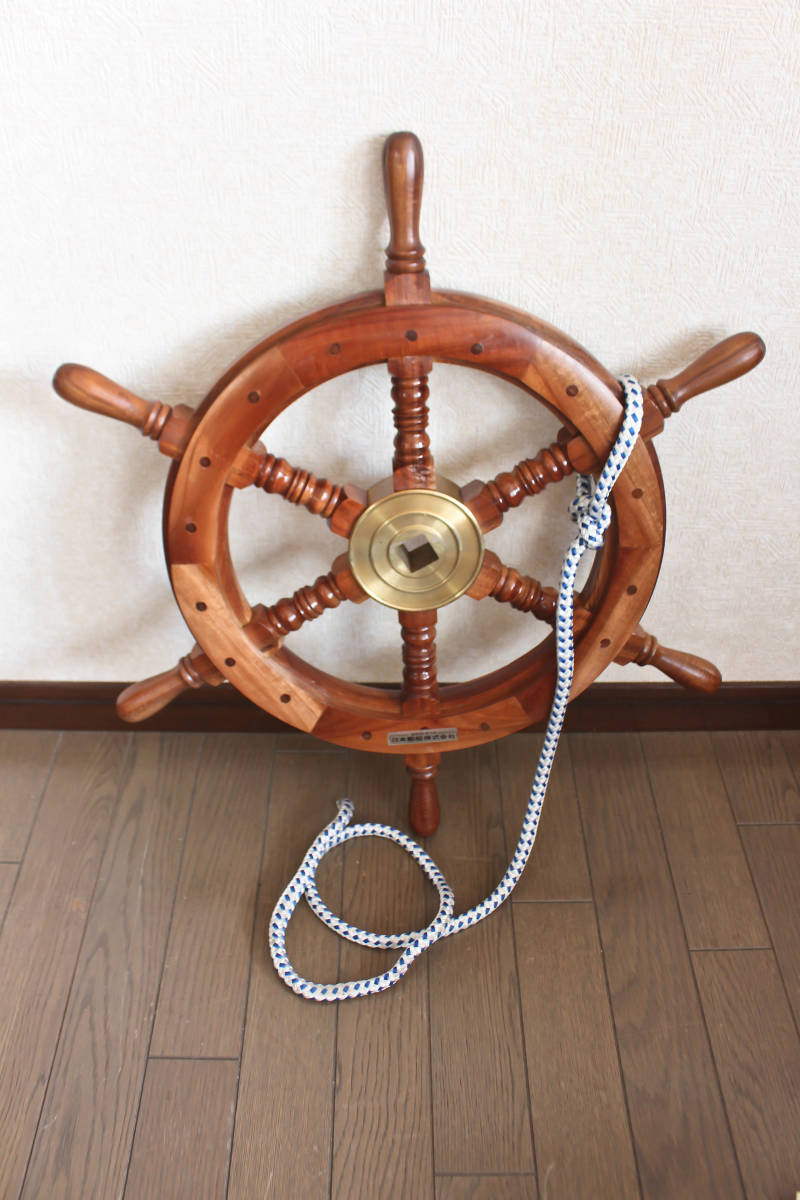 *** preservation excellent goods Japan . boat corporation wooden lato/. wheel interior objet d'art display Vintage wall surface equipment ornament ***