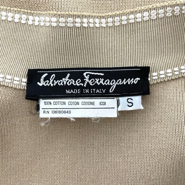 #anc Salvatore * Ferragamo Ferragamo cardigan S beige knitted stitch lady's [745689]