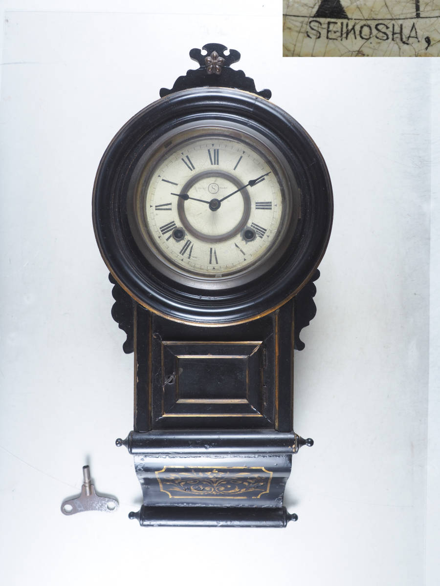 大正〜昭和初期　ジャンク品　ネジ巻き　アンティーク置時計 戦前　柱時計　レトロ