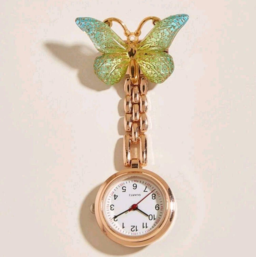 [na- Swatch ] butterfly × rose Gold nurse clock pocket watch butterfly .