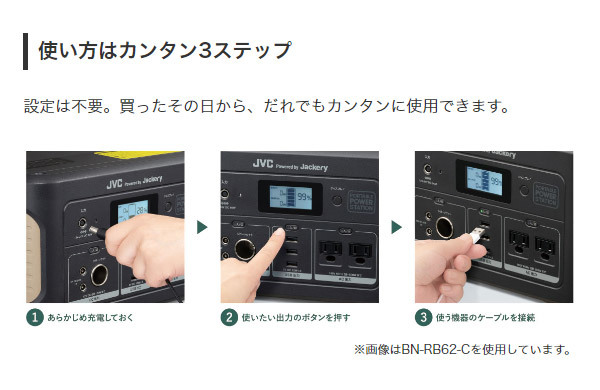 [ send away for commodity ]JVC Kenwood BN-RB62-C+BH-SP68A-H rechargeable battery capacity 626Wh/174,000mAh portable power supply + maximum output 68W portable solar panel set 