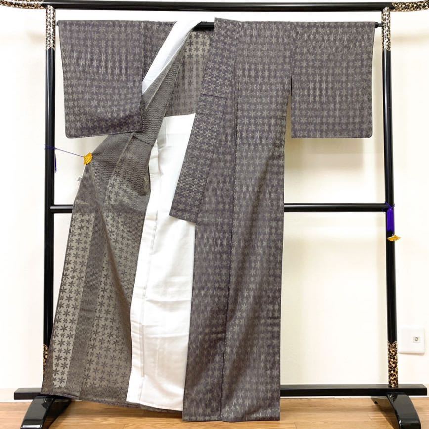 着物月花 アスタリスク文様 紋紗御召 未使用品 正絹 ガード加工 居敷