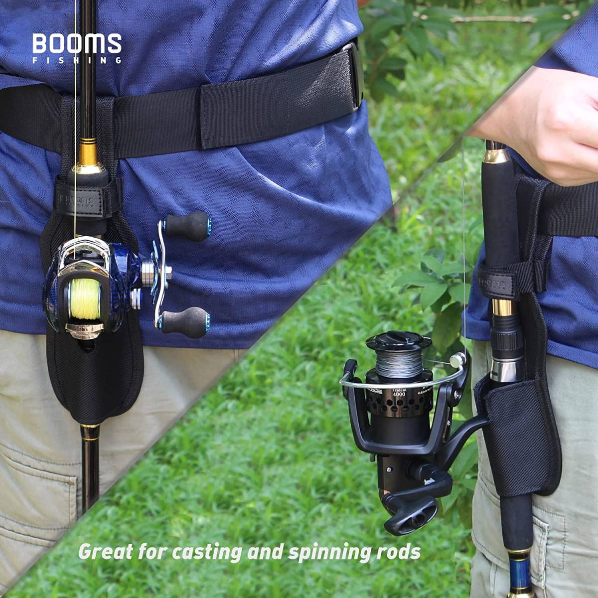 新品 Booms Fishing FB2 フィッシングベルト 小物収納用バンド付き ロッドホルスター 持ち運び シンプル 便利 釣り ロットスタンド 竿置き