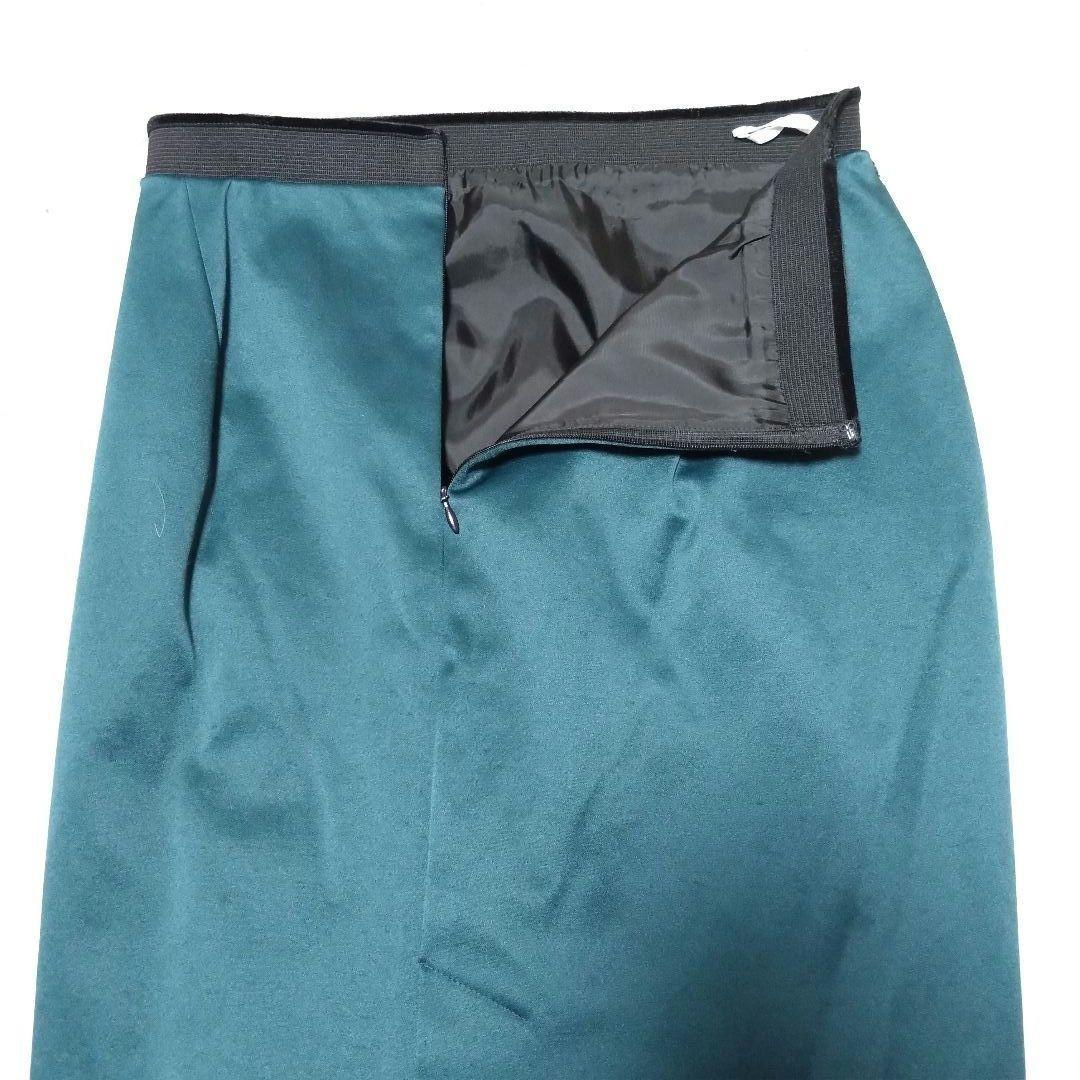 【極美品】アマカ タイトスカート グリーン スパンコール付き 切り替えスカート　ひざ丈スカート　膝丈スカート