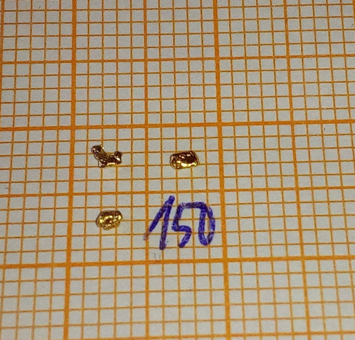 金ナゲットアラスカ鉱脈金塊ゴールドフィンガー 1-2mm 3粒(20-22k)150の画像1