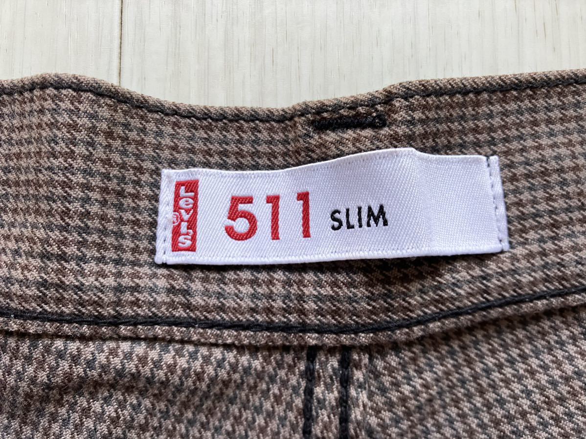 即決 W30 リーバイス Levi's 511 スリムフィット SLIM FIT 千鳥格子柄 チェック 裾チェーンステッチ仕様 綿100% 5ポケット型 秋冬モデル_画像5