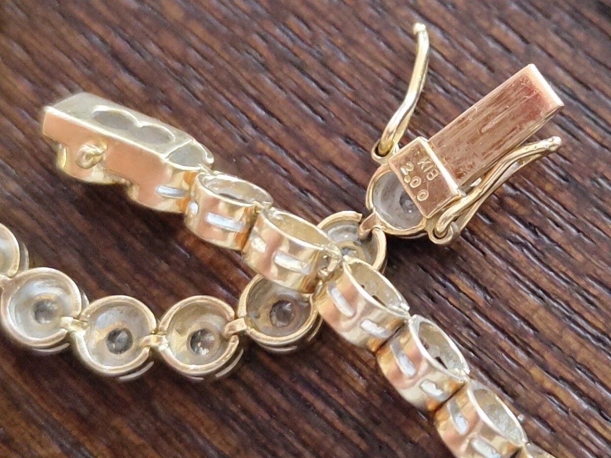 テニスブレスレット k18 2.00ct 天然ダイヤモンド イエローゴールド