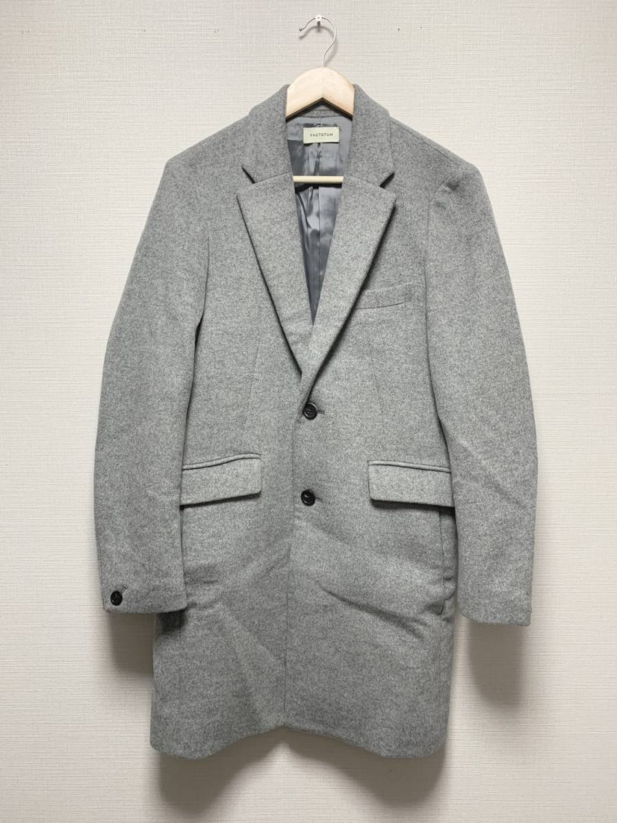  beautiful goods *[FACTOTUM] 18AW regular price 41,800 wool poly- Chesterfield coat 44 gray 118451007 made in Japan Factotum 