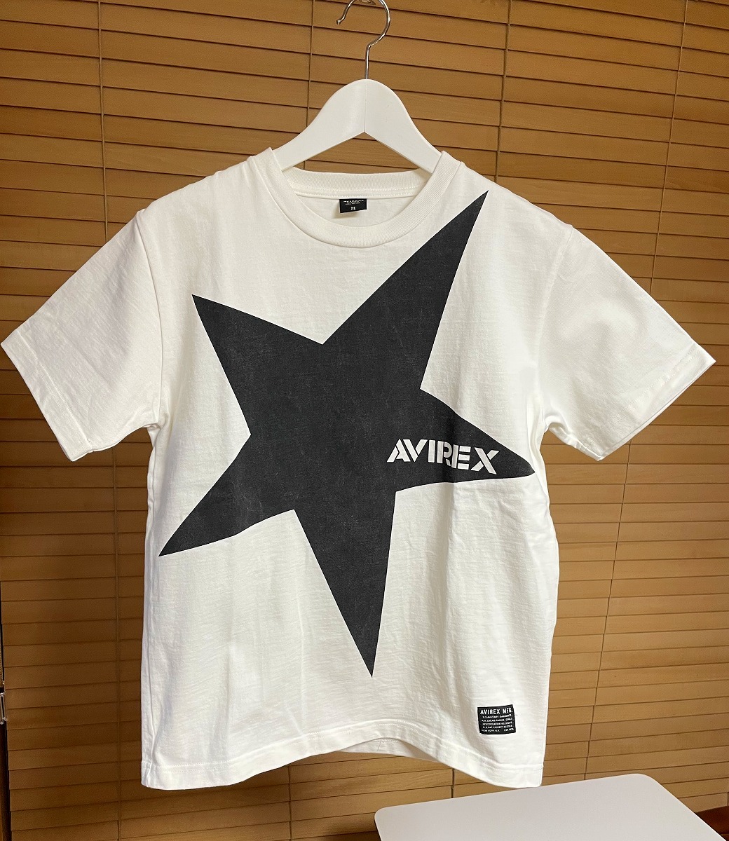 【激安1点のみ WEB＆DEPOT限定】AVIREX アヴィレックス コットン100% ビッグ スター ロゴ Ｔシャツ M 半袖 ホワイト系 USED_画像2