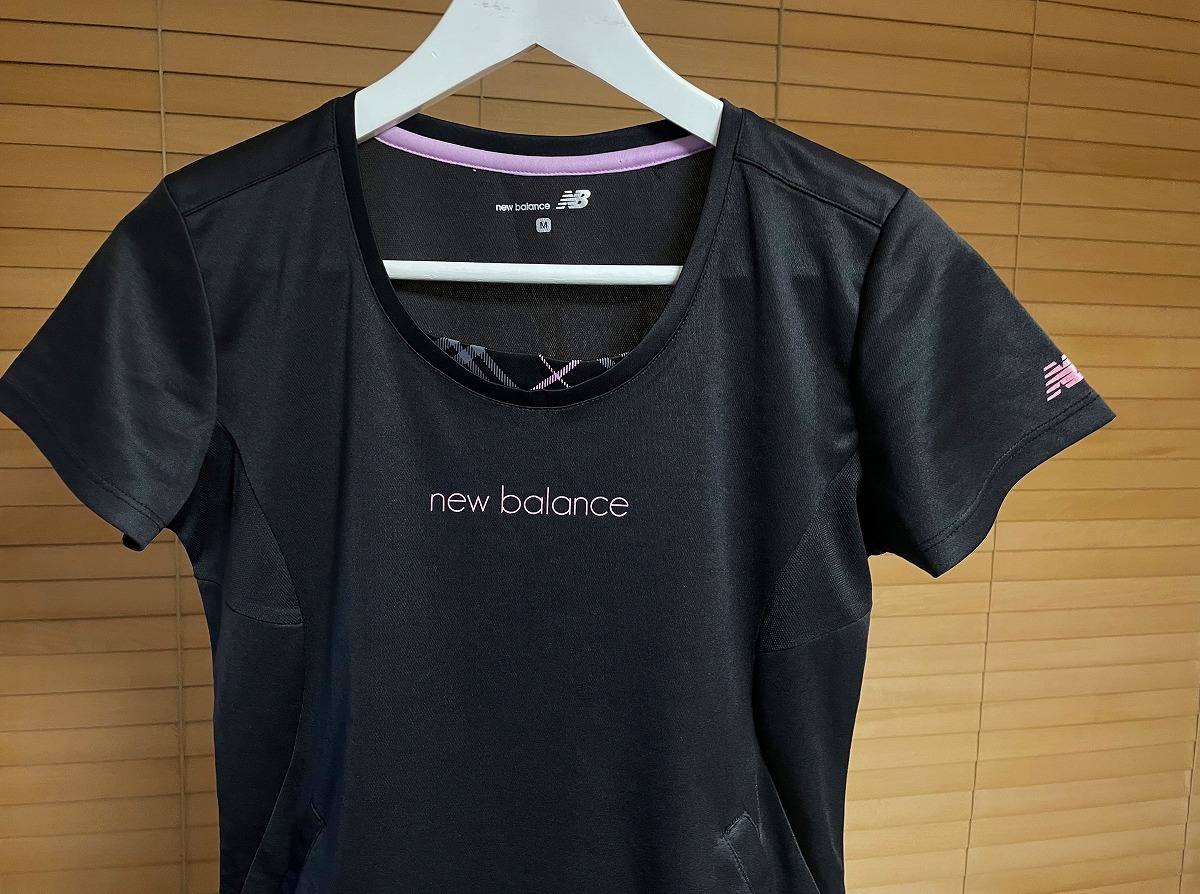 [ super-discount 1 point only domestic regular goods ]New Balance New balance short sleeves One-piece sport wear tunic tennis running M black USED