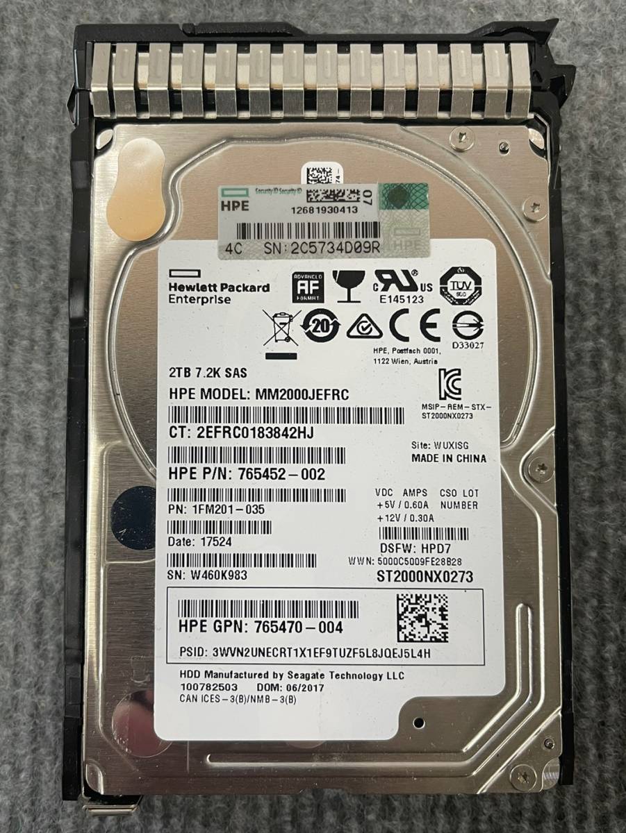 ○日本正規品○ 7.2K 2TB 765873-001 HP SAS Gen10 765466-B21 HDD DS