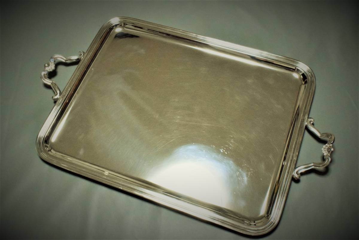 France ［COLL GALLIA］ 540x420㎜　Christofle　Marly tray　silverplate　フランス　クリストフル マルリー 大型トレイ トレー 箱&保存袋