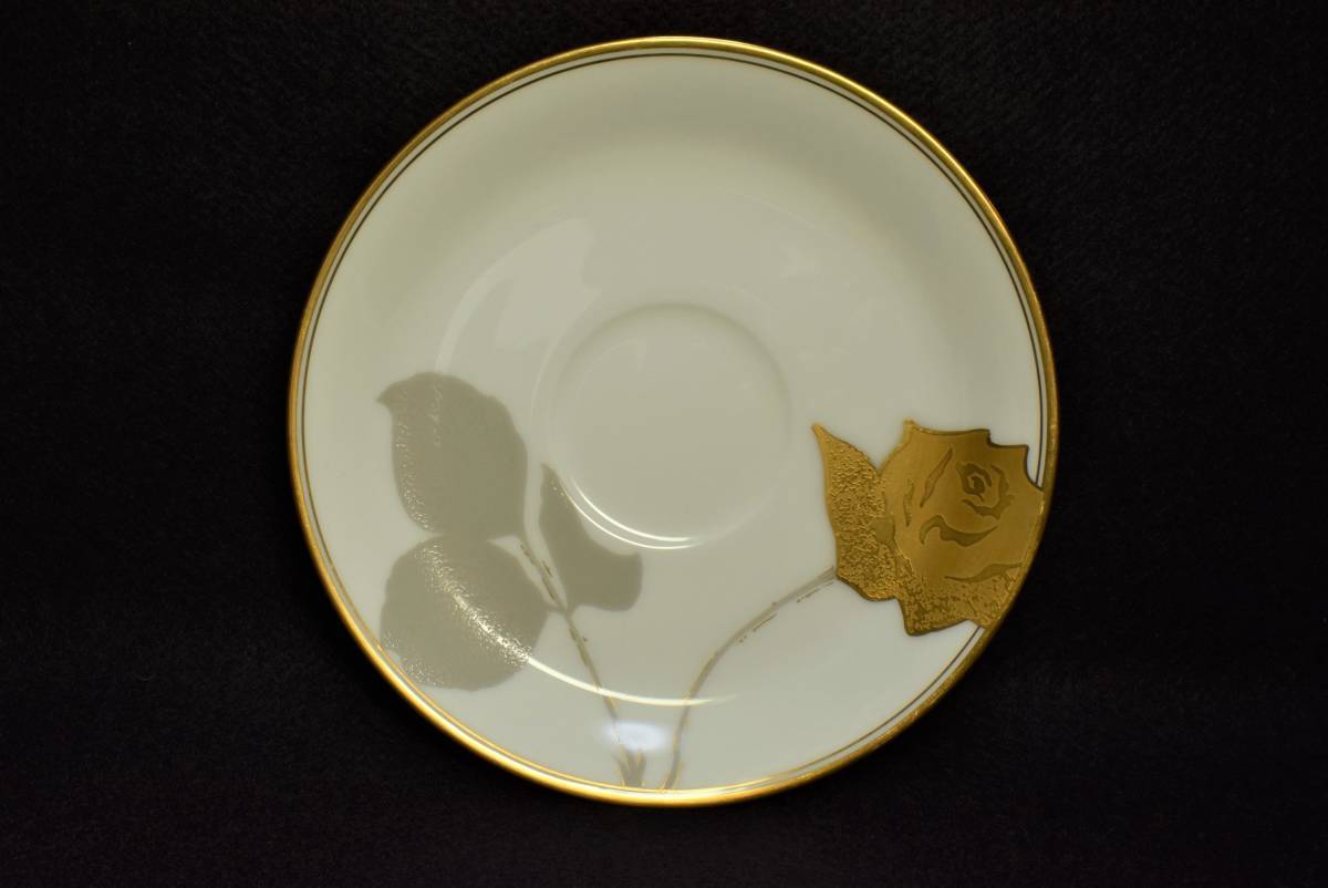 弐客　大倉陶園　金蝕 薔薇　OKURA　japan　Gold Rose　tea coffee cup & saucer　pair　バラ　ペア　カップ＆ソーサー 珈琲 紅茶 兼用_画像4