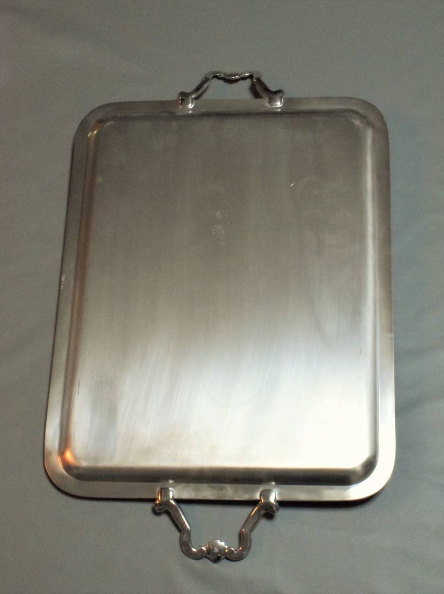 France ［COLL GALLIA］ 540x420㎜ Christofle Marly tray silverplate フランス クリストフル マルリー 大型トレイ トレー 箱&保存袋の画像3