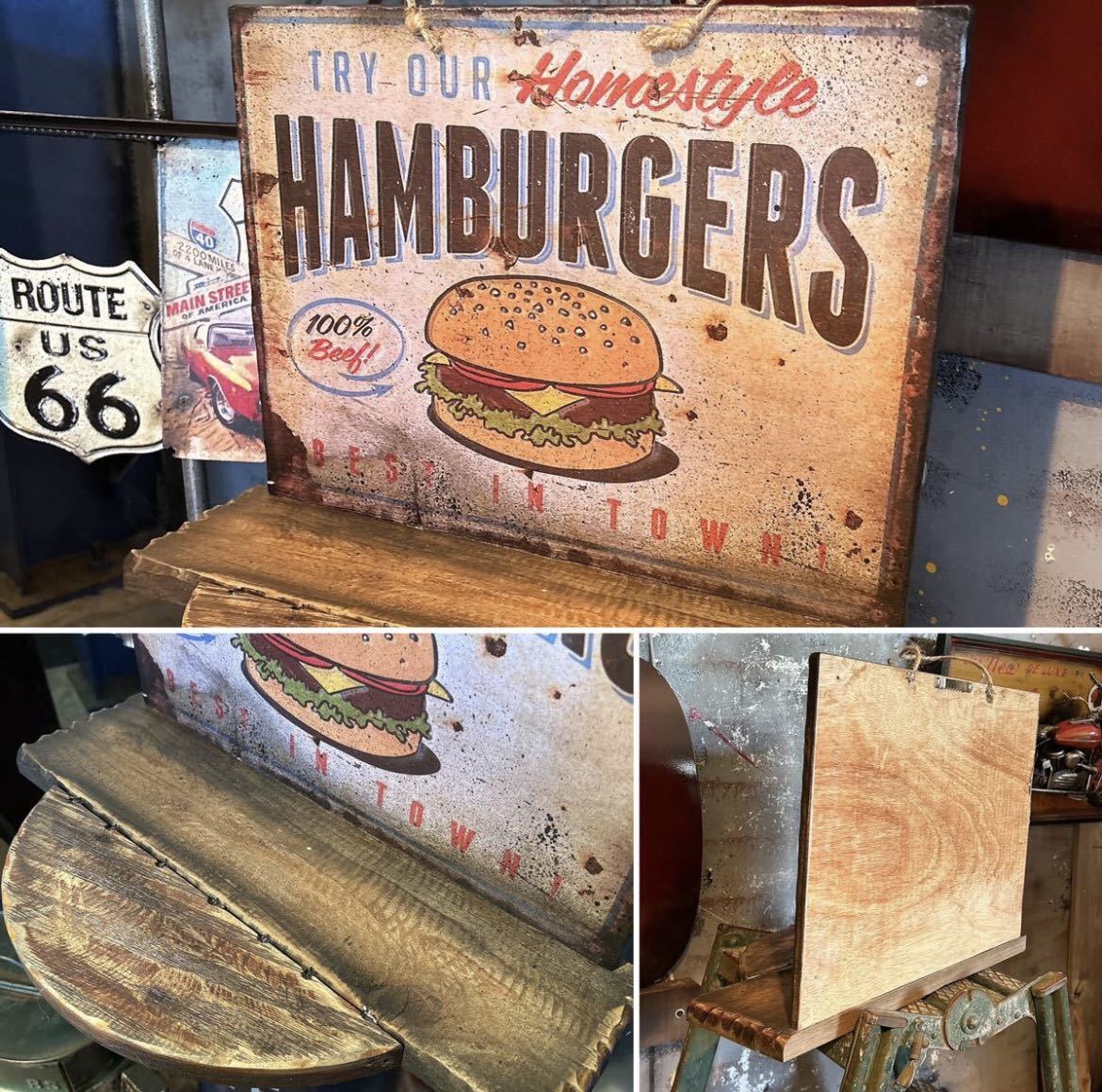 アメリカン ダイナー / HAMBURGERS / ディスプレイプランター/フェイクアレンジ/（サインボード2WAY） #店舗什器 #diner #ハンバーガー_画像10