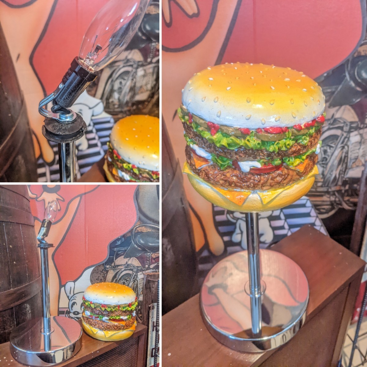 BURGERS stand lamp american Dyna - burger lamp illumination signboard # handle burger shop # store furniture independent type signboard kitchen car american miscellaneous goods 