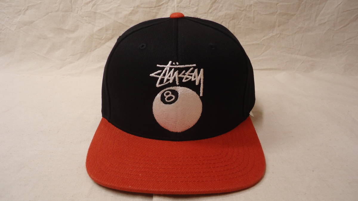 Stussy TWILL STOCK 8 BALL CAP 黒/オレンジ OSFA %off ステューシー