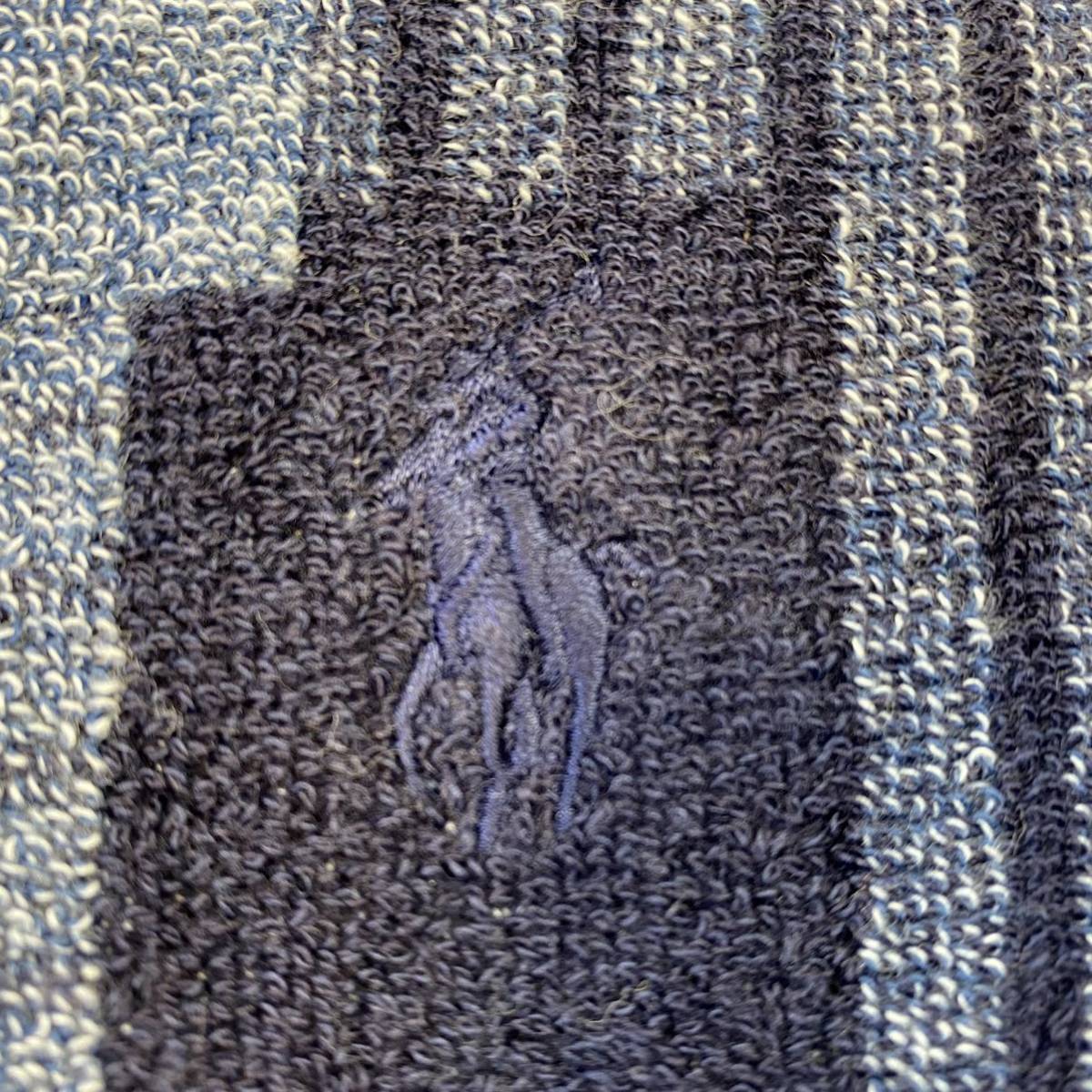 新品タグ付ツカモト日本製今治産ラルフローレンRALPH LAURENローズバリーパッチワークPONY刺繍Indigoウオッシュタオルハンドタオルハンカチ_キルト溶け込む印象上品控え目同色Pony刺繍