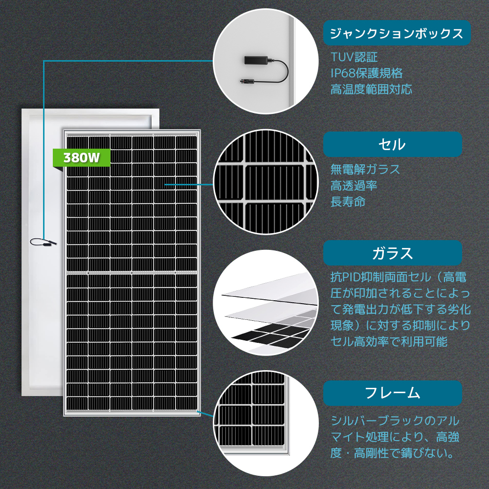 新品 MPPT 5KW太陽光システム 蓄電容量 9.6kWh 発電量18.24kWh ソーラーパネル 380W12枚+MPPT 5KW純正弦波ハイブリッドインバーター LVYUAN_画像5