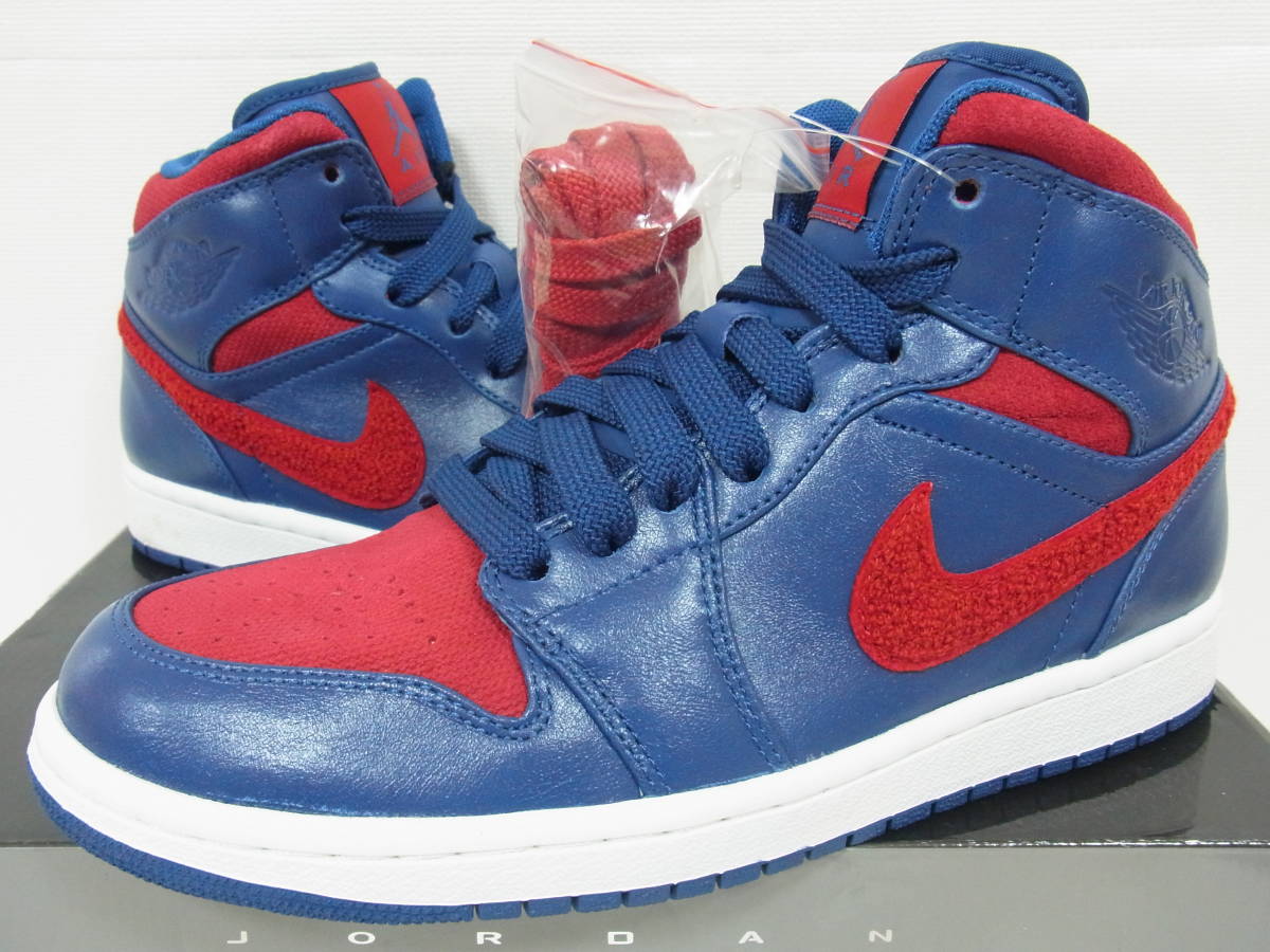 新品箱付 2009 NIKE AIR JORDAN 1 RETRO PHAT PREMIER AJ1 BLUE RED WHITE ナイキ エア ジョーダン ファット ブルー 375173-461 26cm US8