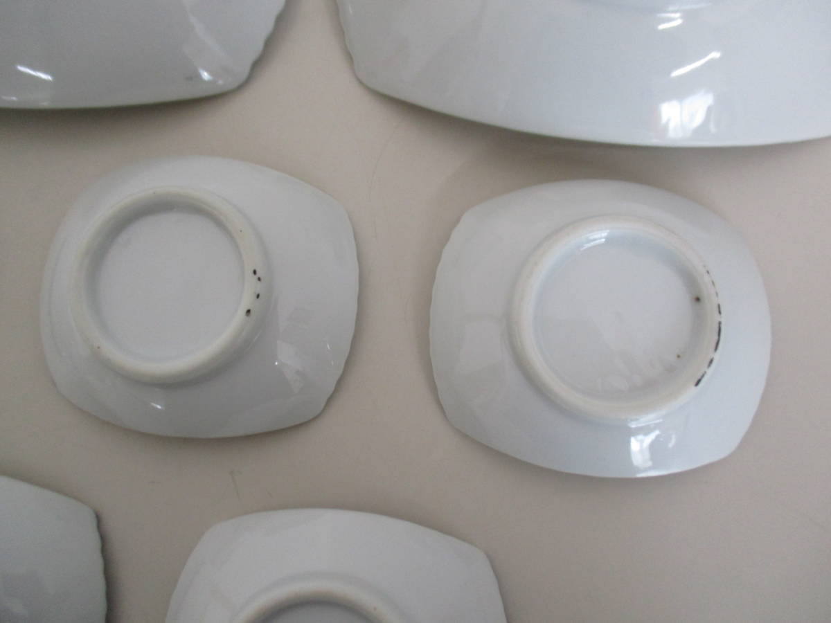 F13 松月 皿 醤油皿 2種14枚セット レトロ レア 陶磁器 竹 笹 盛皿 さしちょこ_画像6
