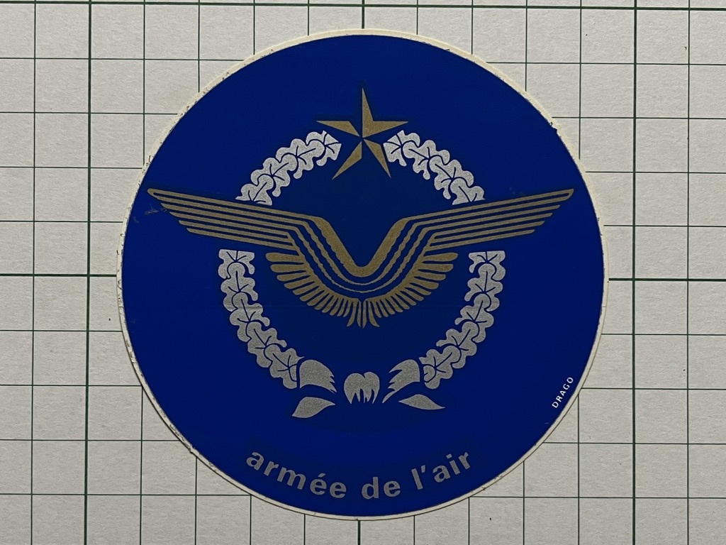 【ミリタリー 】古い外国のステッカー： 空軍 シンボル ブルー 青 A フランス ヨーロッパ ビンテージ カスタム +Ja_画像1